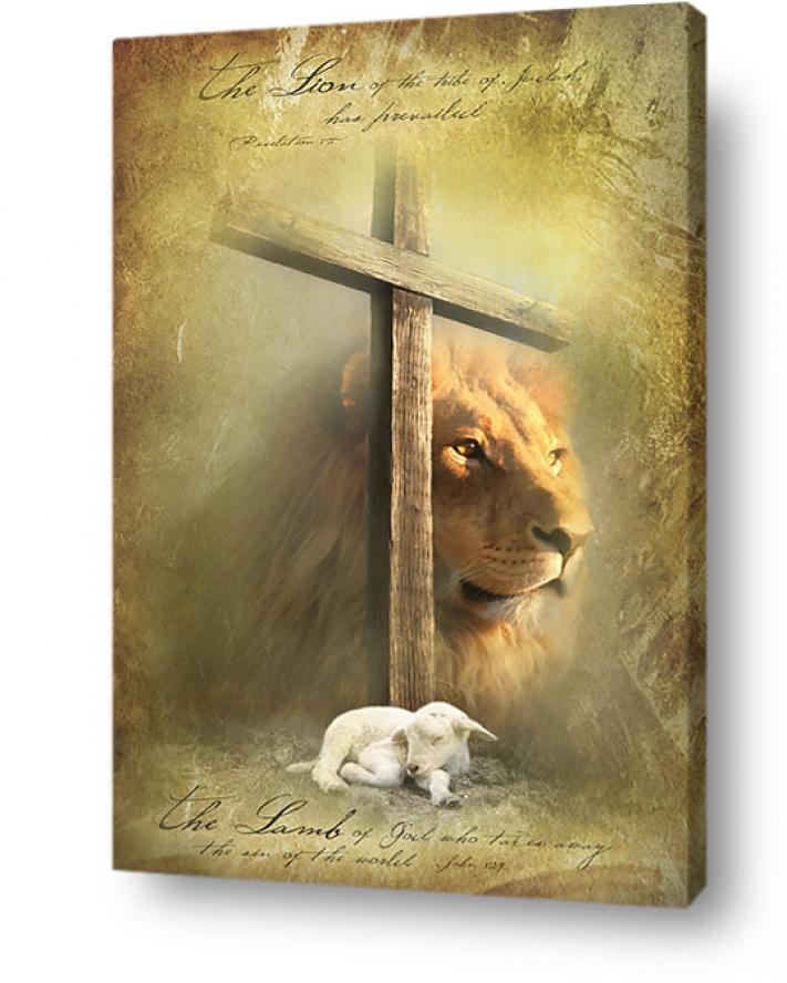 christian wall art decor canvas behold lamb lion judah
