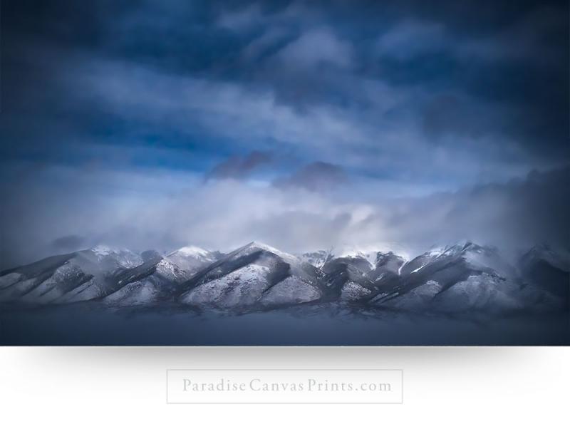 mountain art prints: storm snow valley colorado clouds